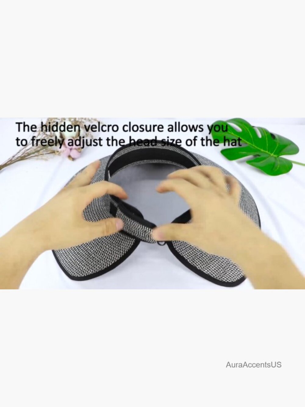 Wide Brim Straw Sun Visor Hat UPF 50+ Roll-up Packable - Picture 6 of 7
